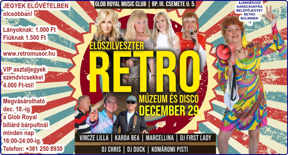 Retro Disco belépőjegy Retro Video Disco Sztárokkal Előszilveszter